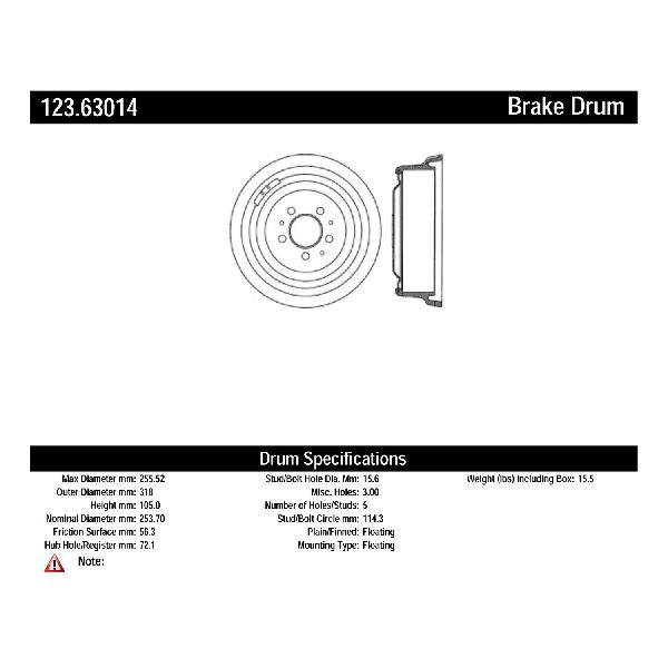 1984-1989 Jeep Cherokee Brake Drum - Rear (Centric)