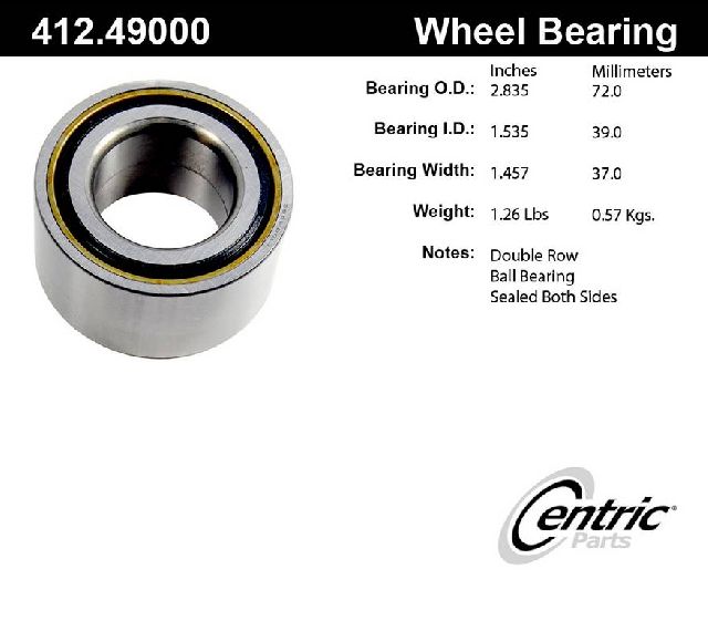 2014-2019 Ford Fiesta Wheel Bearing - Rear (Centric)