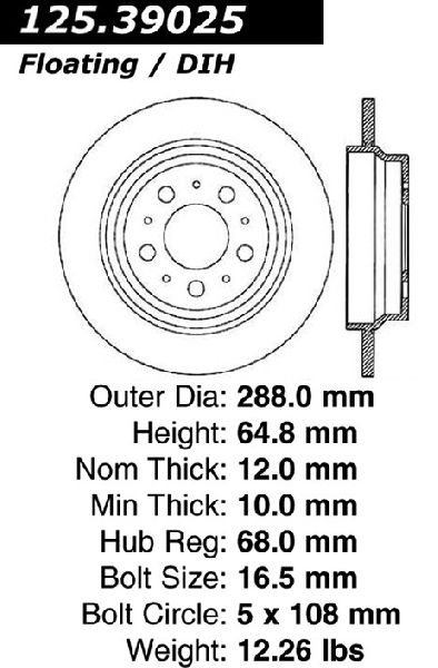 1999-2006 Volvo S80 Disc Brake Rotor - Rear (Centric)