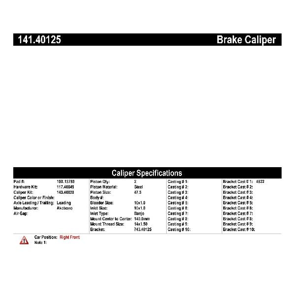 2017-2020 Honda Ridgeline Disc Brake Caliper - Front Right (Centric)