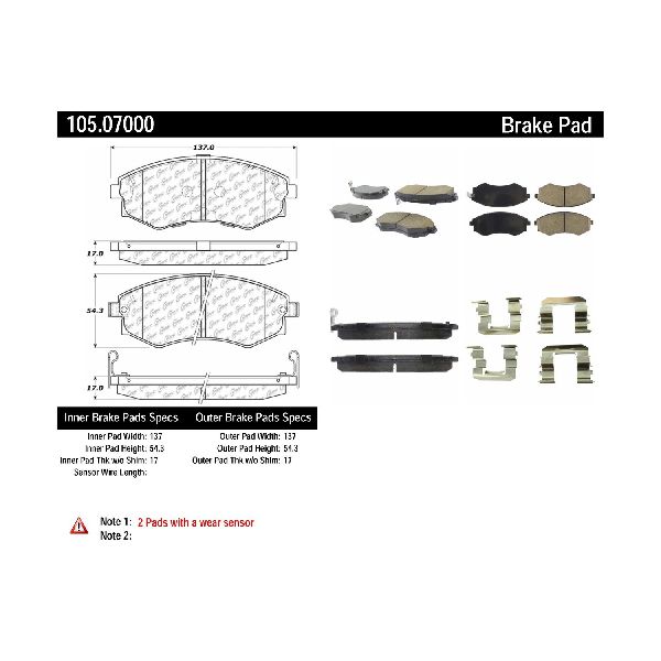 2001-2002 Kia Optima Disc Brake Pad Set - Front (Centric)