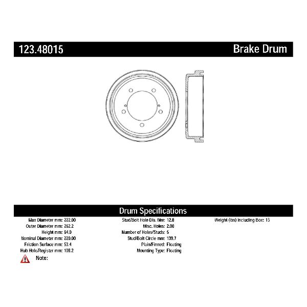 2000-2008 Chevrolet Tracker Brake Drum - Rear (Centric)
