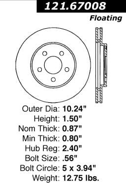 1986-1990 Dodge Caravan Disc Brake Rotor - Front (Centric)