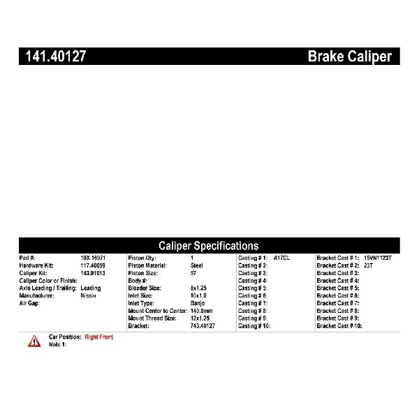 2016-2018 Acura ILX Disc Brake Caliper - Front Right (Centric)