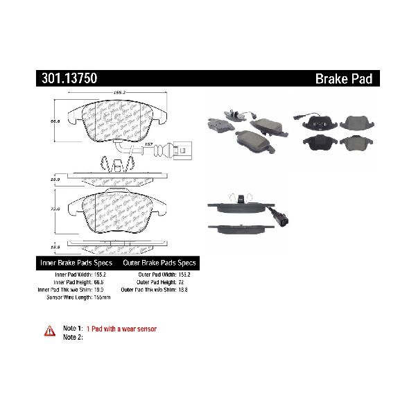 2009-2017 Volkswagen Tiguan Disc Brake Pad Set - Front (Centric)