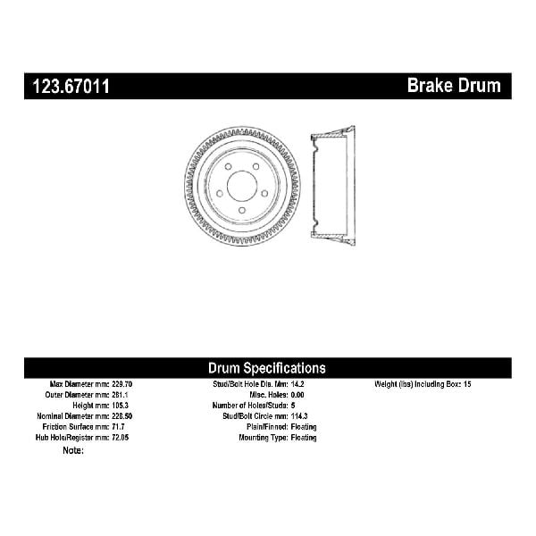 1987-1995 Dodge Caravan Brake Drum - Rear (Centric)