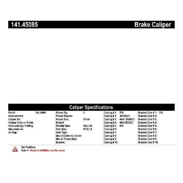 2004-2005 Mazda 3 Disc Brake Caliper - Front Right (Centric)