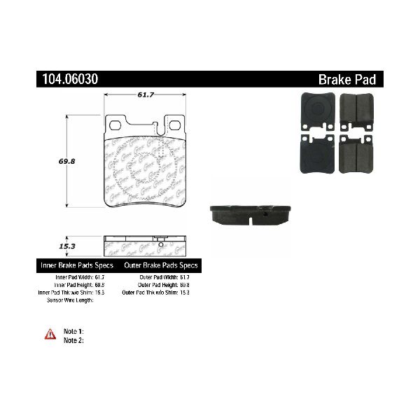 1994-1999 Mercedes-Benz S320 Disc Brake Pad Set - Rear (Centric)