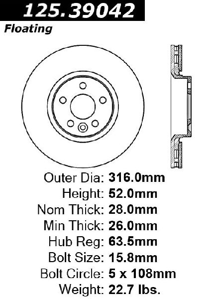 2008-2016 Volvo S80 Disc Brake Rotor - Front (Centric)