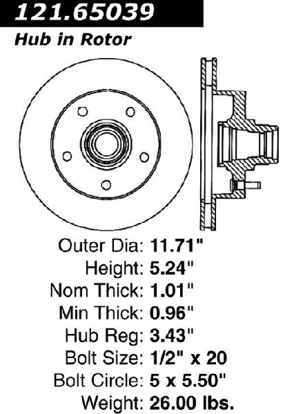 1994-2001 Ford E-150 Econoline Disc Brake Rotor and Hub Assembly - Front (Centric)