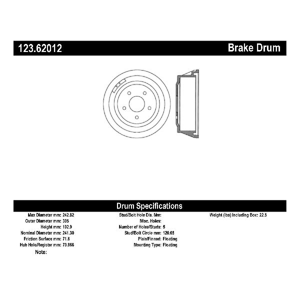 1967-1968 Pontiac Firebird Brake Drum - Front (Centric)