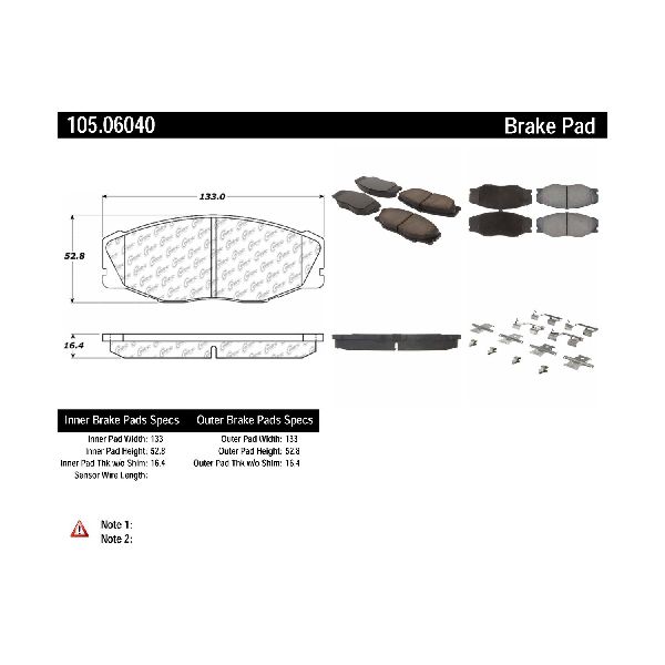 1993-1998 Toyota T100 Disc Brake Pad Set - Front (Centric)