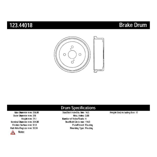 1984-1989 Toyota Van Brake Drum - Rear (Centric)