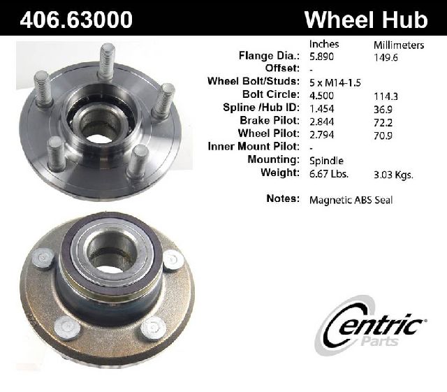 2005-2008 Dodge Magnum Wheel Bearing and Hub Assembly - Front (Centric)