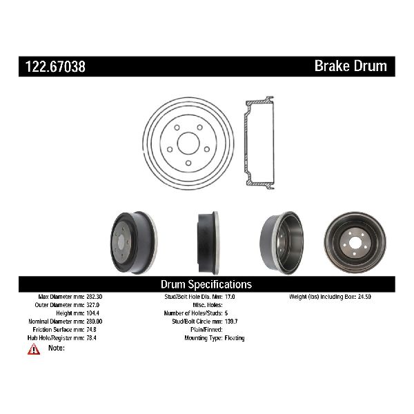 2000-2001 Dodge Ramcharger Brake Drum - Rear (Centric)