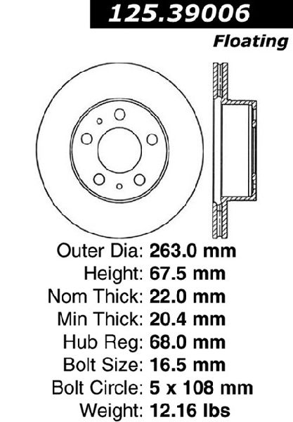 1976-1981 Volvo 265 Disc Brake Rotor - Front (Centric)