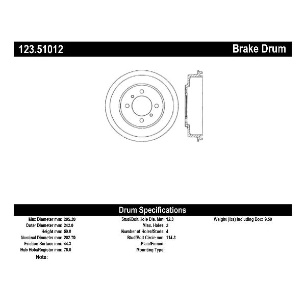 2002-2006 Hyundai Elantra Brake Drum - Rear (Centric)