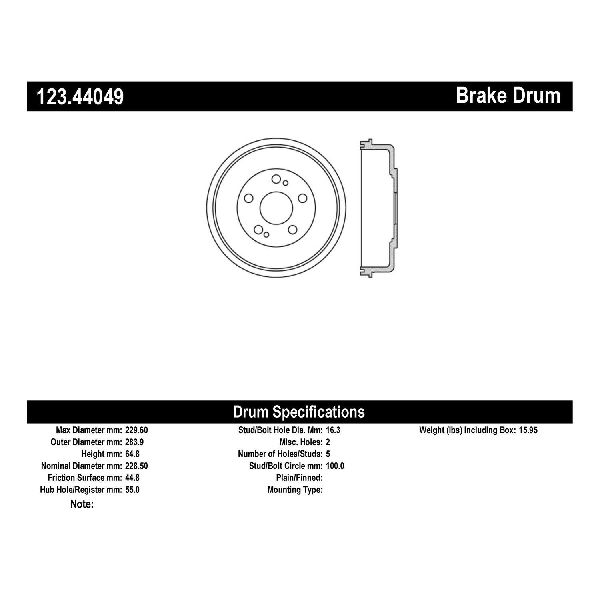 2008-2014 Scion xD Brake Drum - Rear (Centric)