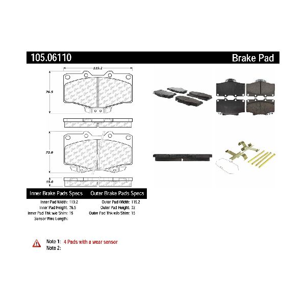1993-1998 Toyota T100 Disc Brake Pad Set - Front (Centric)