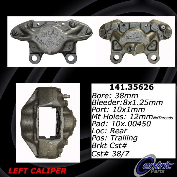 1988-1991 Mercedes-Benz 300SE Disc Brake Caliper - Rear Left (Centric)