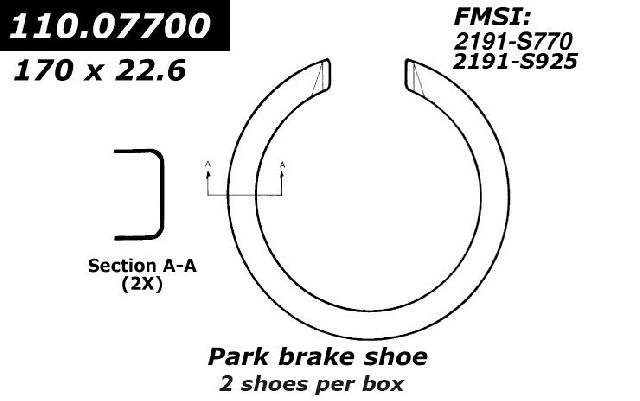 2004-2005 Buick Century Parking Brake Shoe - Rear (Centric)