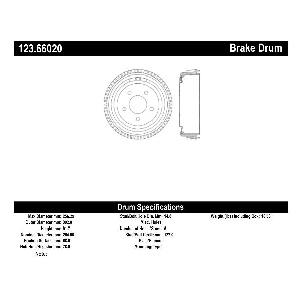 1995-1999 Chevrolet Silverado Brake Drum - Rear (Centric)