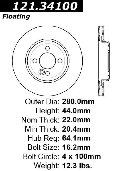 2007-2015 Mini Cooper Disc Brake Rotor - Front (Centric)