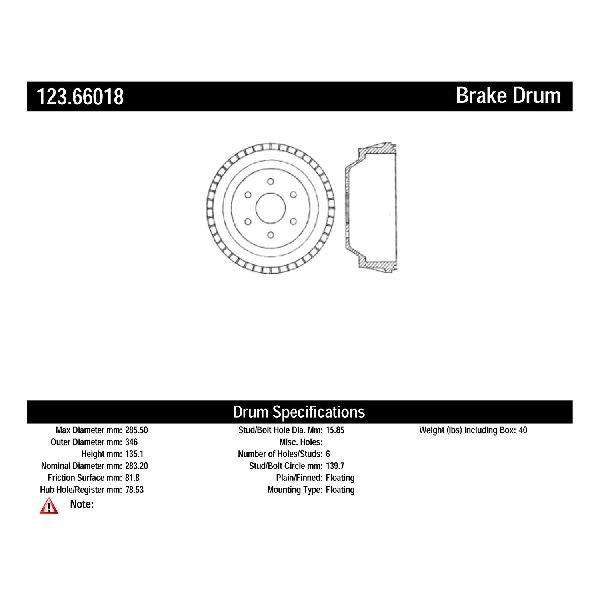 1996-2002 Chevrolet Express 2500 Brake Drum - Rear (Centric)