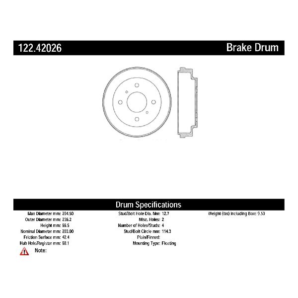 2000-2006 Nissan Sentra Brake Drum - Rear (Centric)