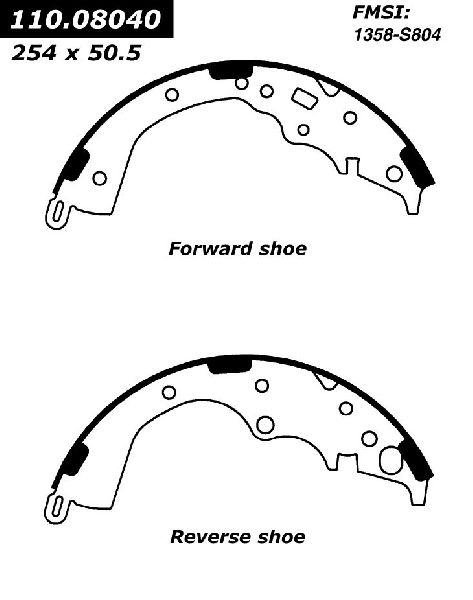2004-2010 Toyota Sienna Drum Brake Shoe - Rear (Centric)