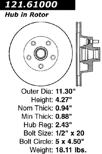 1968-1969 Mercury Cougar Disc Brake Rotor and Hub Assembly - Front (Centric)