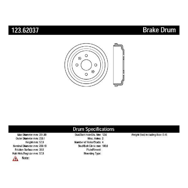 2011-2015 Chevrolet Spark Brake Drum - Rear (Centric)