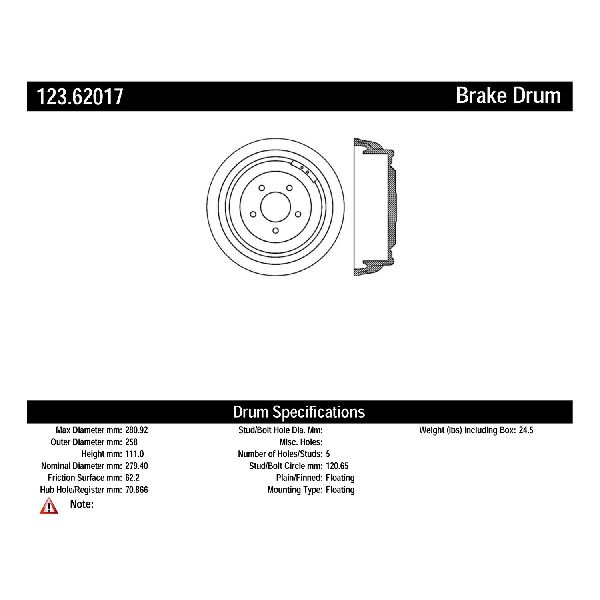 1976-1977 Buick Century Brake Drum - Rear (Centric)