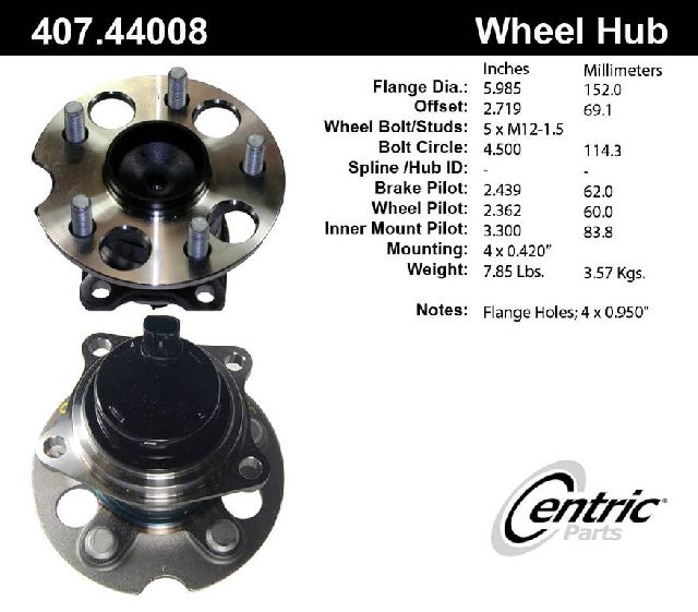 1996-2005 Toyota RAV4 Wheel Bearing and Hub Assembly - Rear (Centric)