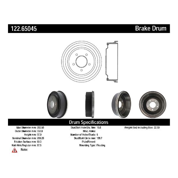 2003 Ford E-150 Brake Drum - Rear (Centric)