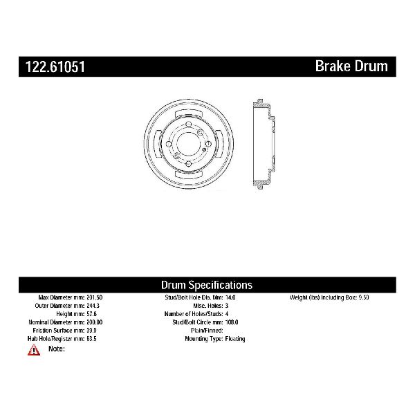2011-2019 Ford Fiesta Brake Drum - Rear (Centric)