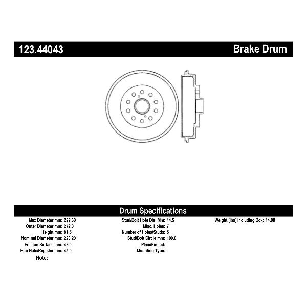 2003-2006 Pontiac Vibe Brake Drum - Rear (Centric)