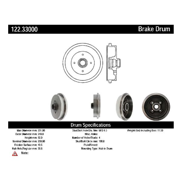 1989-1998 Volkswagen Golf Brake Drum - Rear (Centric)