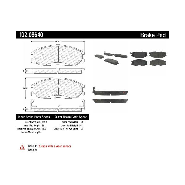2003-2009 Kia Sorento Disc Brake Pad Set - Front (Centric)