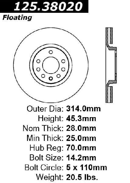 2006-2011 Saab 9-3 Disc Brake Rotor - Front (Centric)