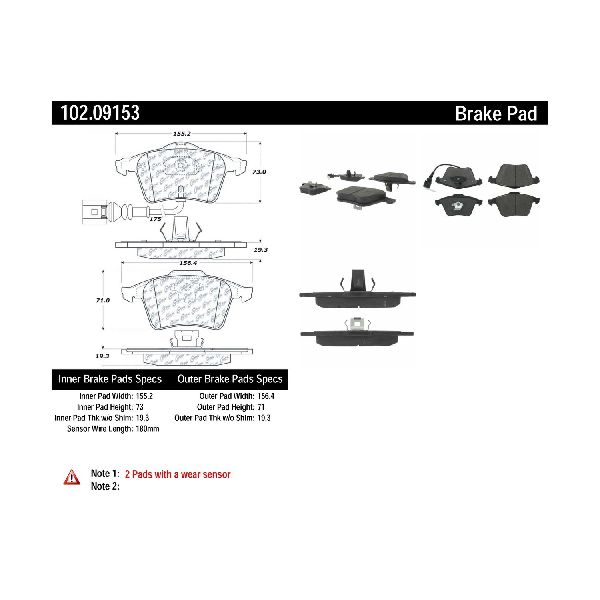 2009-2011 Volkswagen CC Disc Brake Pad Set - Front (Centric)
