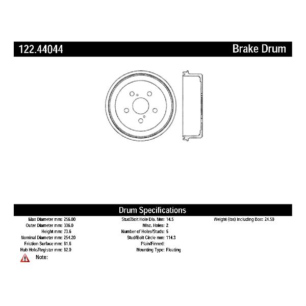 2005-2015 Toyota Tacoma Brake Drum - Rear (Centric)