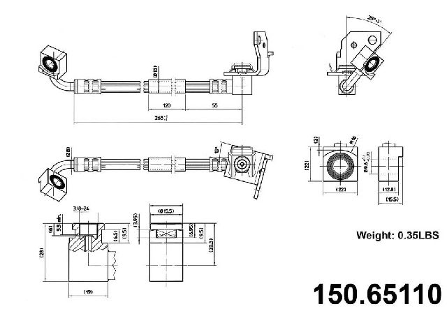 1996-2001 Ford Explorer Brake Hydraulic Hose - Front Left (Centric)