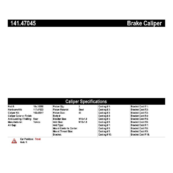 2011-2016 Subaru Impreza Disc Brake Caliper - Front Right (Centric)