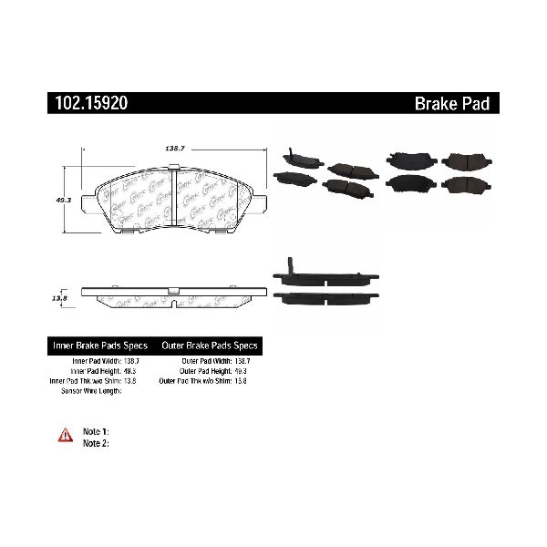 2014-2019 Nissan Versa Note Disc Brake Pad Set - Front (Centric)