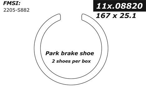 2016-2020 Kia Optima Parking Brake Shoe - Rear (Centric)