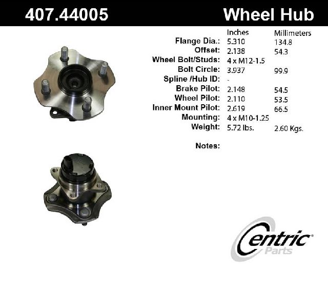 2004-2006 Scion xA Wheel Bearing and Hub Assembly - Rear (Centric)