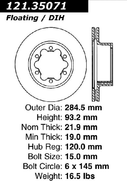2002-2006 Freightliner Sprinter 3500 Disc Brake Rotor - Rear (Centric)