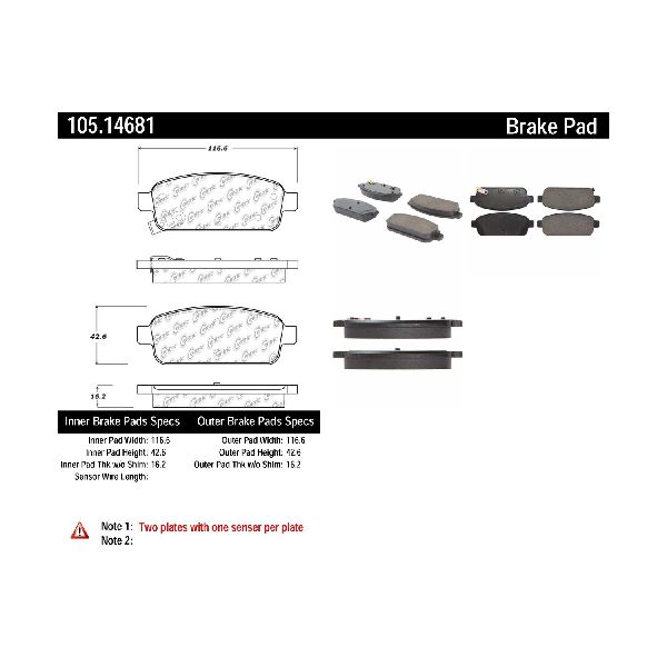 2016 Cadillac ELR Disc Brake Pad Set - Rear (Centric)