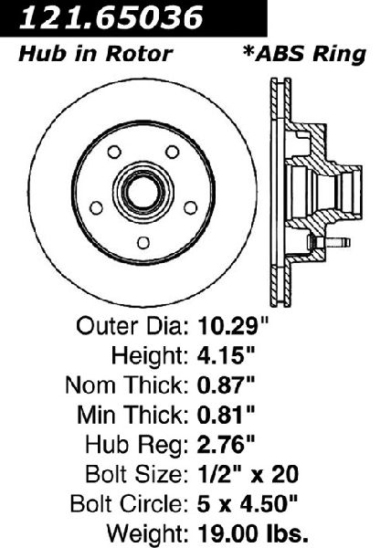 1993-1994 Ford Explorer Disc Brake Rotor and Hub Assembly - Front (Centric)